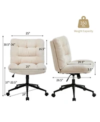 homfan Set of 2 Office Chairs with Wheels, Chenille Armless Vanity Desk Chair Swivel and Adjustable Height for Bedroom or Home