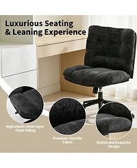 homfan Set of 2 Office Chairs with Wheels, Chenille Armless Vanity Desk Chair with Swivel and Adjustable Height for Bedroom or Home Office