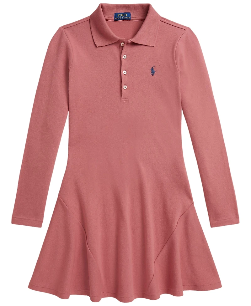 Polo Ralph Lauren Girls' 7-16 Stretch Mesh Long-Sleeve Dress