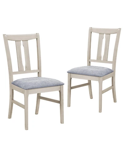 Slickblue Set of 2 Upholstered Dining Chairs Wooden Frame Curved High Back