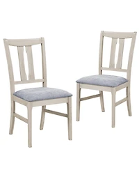 Slickblue Set of 2 Upholstered Dining Chairs Wooden Frame Curved High Back