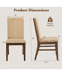 Slickblue Upholstered Dining Chairs Set of 2 with Rubber Wood Legs