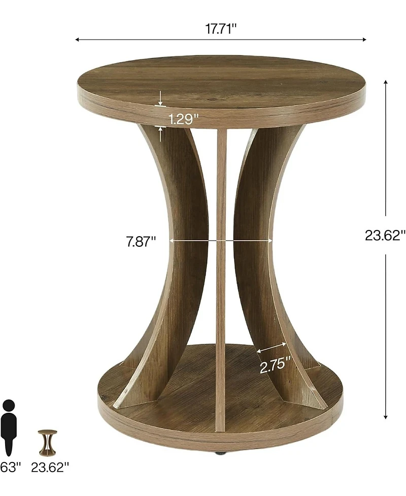Tribesigns Round Side Table, Farmhouse End Table with Curved Open Frame