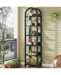 Tribesigns 71" Tall Arched Bookshelf, Skinny Wooden Display Shelf Open Storage Rack for Living Room, Home Office, Bathroom, Kitchen, 2 pieces