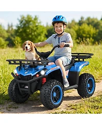 Gymax Electric Atv for Kids 24V 4-Wheeler Ride on Toy with Slow Start Songs Stories Tunes