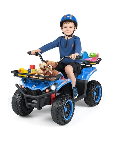 Gymax Electric Atv for Kids 24V 4-Wheeler Ride on Toy with Slow Start Songs Stories Tunes
