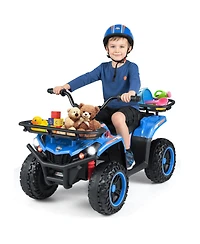 Gymax Electric Atv for Kids 24V 4-Wheeler Ride on Toy with Slow Start Songs Stories Tunes
