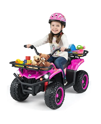 Gymax Electric Atv for Kids 24V 4-Wheeler Ride on Toy with Slow Start Songs Stories Tunes