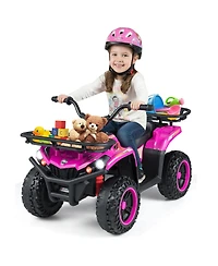 Gymax Electric Atv for Kids 24V 4-Wheeler Ride on Toy with Slow Start Songs Stories Tunes