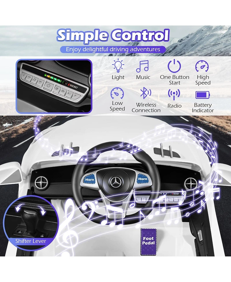 Gymax Licensed Mercedes-Benz Sl R231 Kids Ride on Car 12V Electric Vehicle with Music