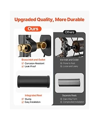 Vevor Wall Mounted Garden Hose Ree Manual Hose Winder Brass Fitting