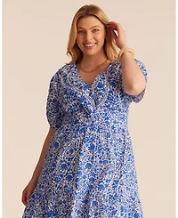 Estelle Plus Sizes Dreamaya Tiered V-neck Fit Flare Midi Dress