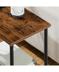 Slickblue 2-Piece Side Table Set with Built-In Charging Station and Storage Shelf