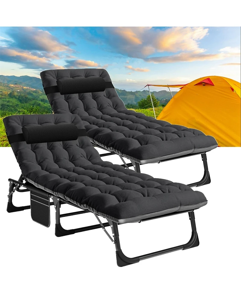 Aboron 2 Pack 4-in-1 Sunbathing Lounge Chair with Removable Cotton Cushion, Adjustable, Uv-Resistant, Portable Beach and Pool