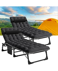 Aboron 2 Pack 4-in-1 Sunbathing Lounge Chair with Removable Cotton Cushion, Adjustable, Uv-Resistant, Portable Beach and Pool