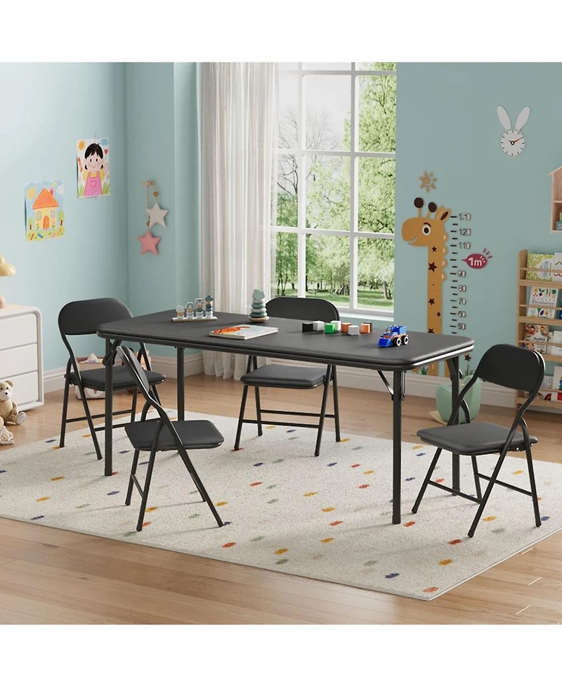 gaomon 5-Piece Kids Folding Table and Chairs Set - Activity & Dining Furniture for Boys Girls, Ideal Daycare or Playroom