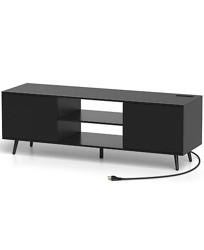 Slickblue Tv Stand for 60 Inch TVs with Power Outlets and Adjustable Shelf