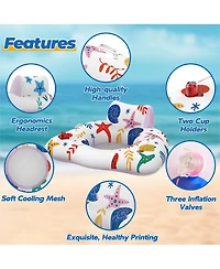 Aofar 2pcs Inflatable Pool Lounge Chair With Cup Holder