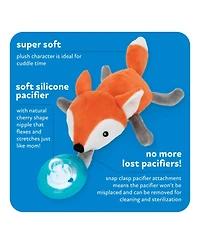Nuby Calming Natural Flex Snuggleez Pacifier with Plush Animal, Fox