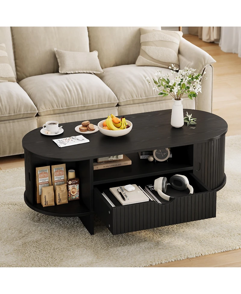 homfan Wood Coffee Table Indoor Outdoor