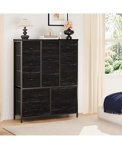 homfan 15 Drawers Dresser for Bedroom, Tall Dressers Fabric Storage Dresser Organizer Large Chest of Drawers for Closet, Hallway, Living Room