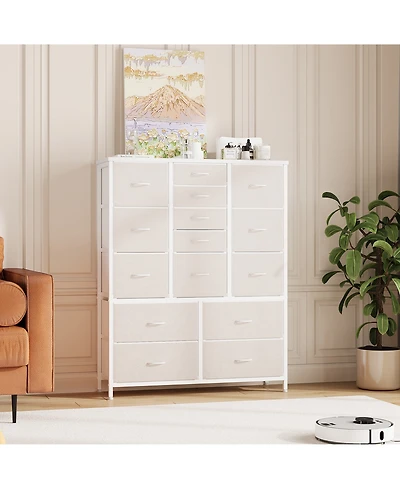homfan 15 Drawers Dresser for Bedroom, Tall Dressers Fabric Storage Organizer Large Chest of Closet, Hallway, Living Room