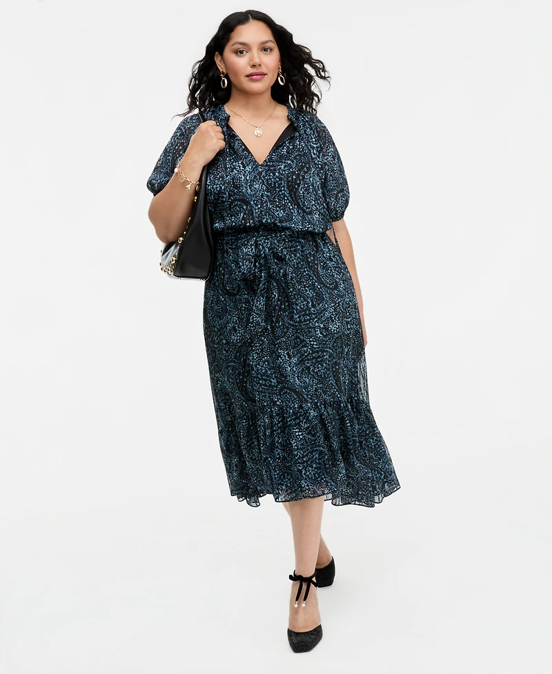 I.n.c. Plus Paisley Metallic High-Low Dress, Macy's Exclusive