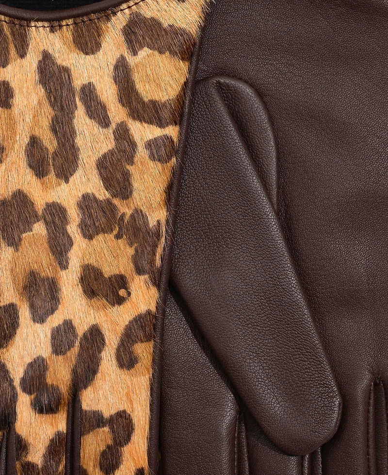 Lauren Ralph Leopard Printed Leather Gloves