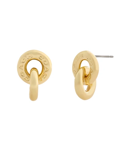 Coach Gold Signature Logo Interlocking Ring Drop Earrings