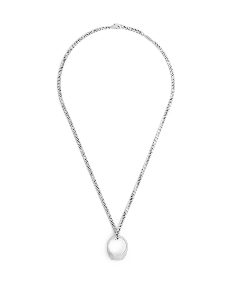 Coach Antique Silver Runway Signature Signet Ring Pendant Necklace