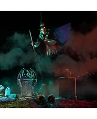 Yescom 9Ft Animatronics Flying Witch Hovering Broom Animated Halloween Outdoor Decoration Motion Activated Ac 110-240V 2026 Party Outdoor Decor