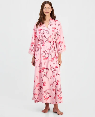 I.n.c. International Concepts Women's Lace-Trim Satin Robe, Exclusively at Macy's