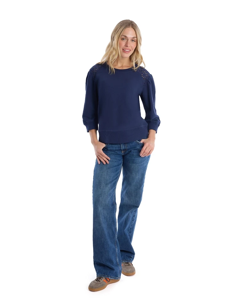 Wilt Women's Sleeve Eyelet Mix Tee