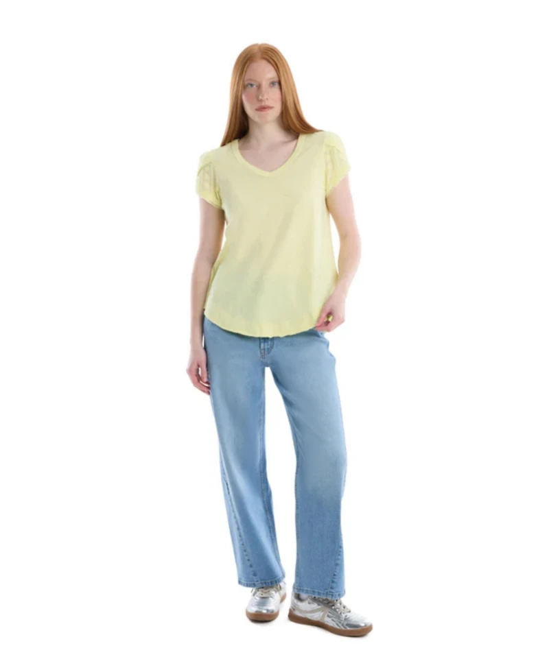 Wilt Women's Eyelet Cap Sleeve Tee