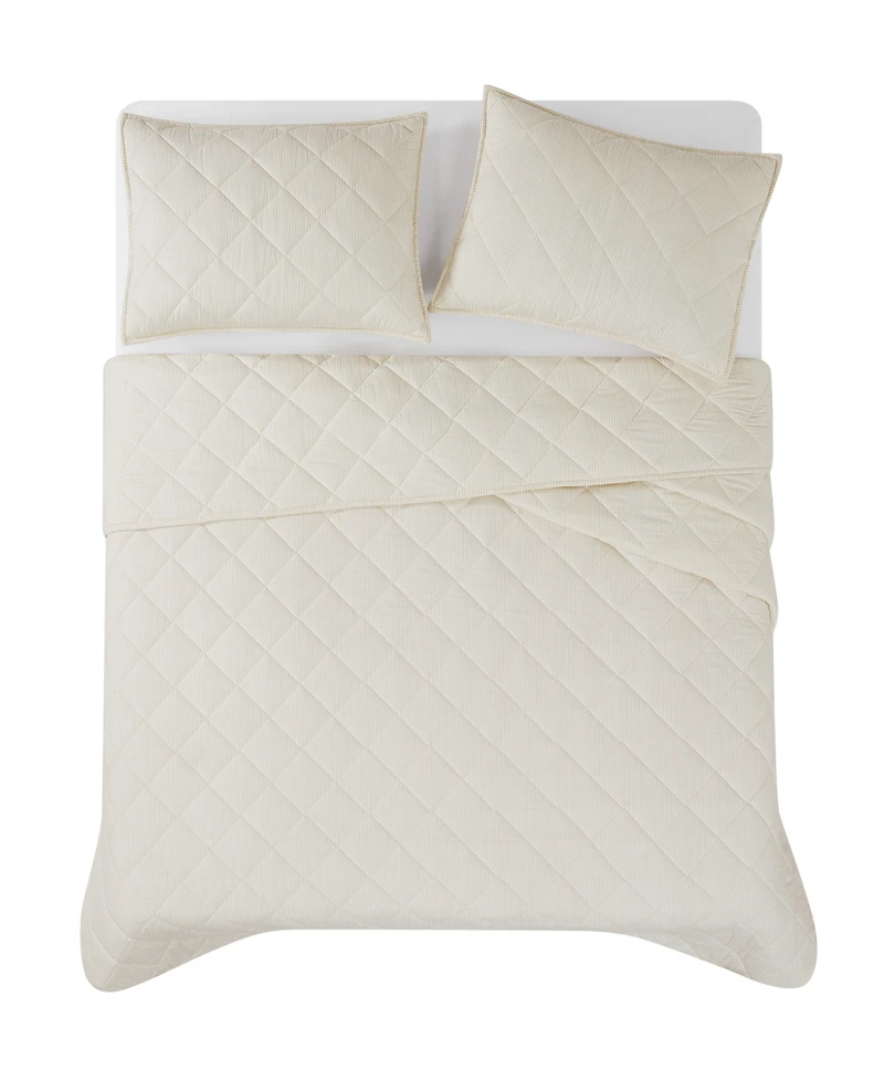 Brooklyn Loom Pinstripe 3-Piece Quilt Set, Full/Queen