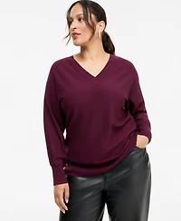 I.n.c. International Concepts Plus Double V V-Neck Dolman Sweater, Macy's Exclusive