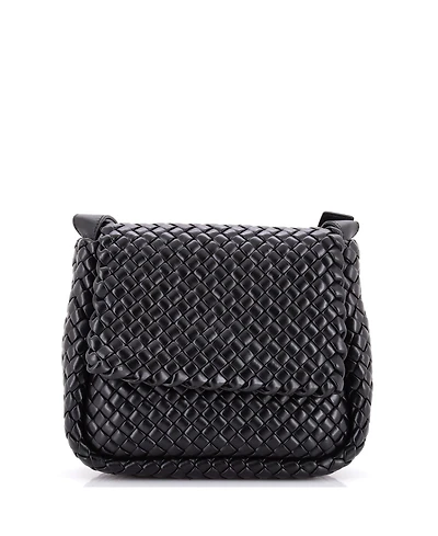 Pre-Owned Bottega Veneta Small Cobble Flap Shoulder Bag Padded Intrecciato Leather
