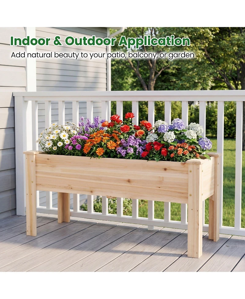 Costway Wooden Raised Garden Bed with Legs, Drainage Holes
