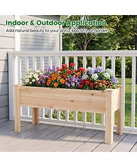 Costway Wooden Raised Garden Bed with Legs, Drainage Holes