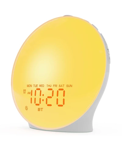 Jall All in One Sunrise Alarm Clock Noise Machine with 25 Soothing Sounds 17 Night Lights Bluetooth Speaker Dual Alarms Unlimited Snooze