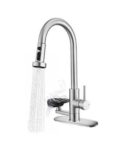 Phying 3-in-1 Kitchen Faucet with Press-Type Glass Rinser, High-Arc Pull-Down Sprayer Faucet