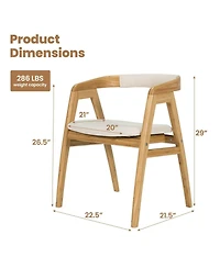Gymax Set of 2 Bamboo Accent Chairs Leisure Chairs Armchairs with Seat Cushion