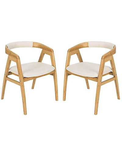 Gymax Set of 2 Bamboo Accent Chairs Leisure Chairs Armchairs with Seat Cushion