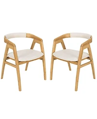 Gymax Set of 2 Bamboo Accent Chairs Leisure Chairs Armchairs with Seat Cushion