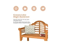 Mondawe 49 Inch Eucalyptus Wood Outdoor Folding Bench with Backrest Armrest for Patio Garden