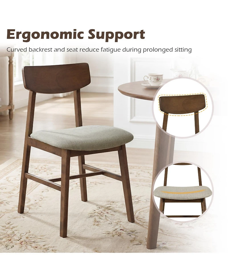 Gymax 4Piece Dining Chairs With Curved Backrest Linen Fabric Upholstered Seat for Kitchen
