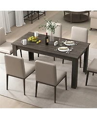 Gymax Dining Table for 4-6 People 63-inches Kitchen Table with L-shaped Le