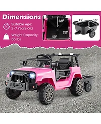 Gymax Kids Ride On Utv Car with Detachable TrailerParent Remote Control Light and Music