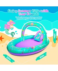 Aofar 96''Mermaid Inflatable Pool Slide Sprinkler Yard Garden