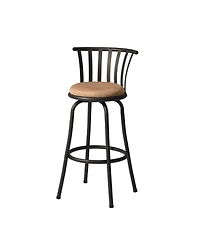 HomeRoots Set of Two 29" Microfiber and Metal Low Back Bar Height Swivel Bar Chairs